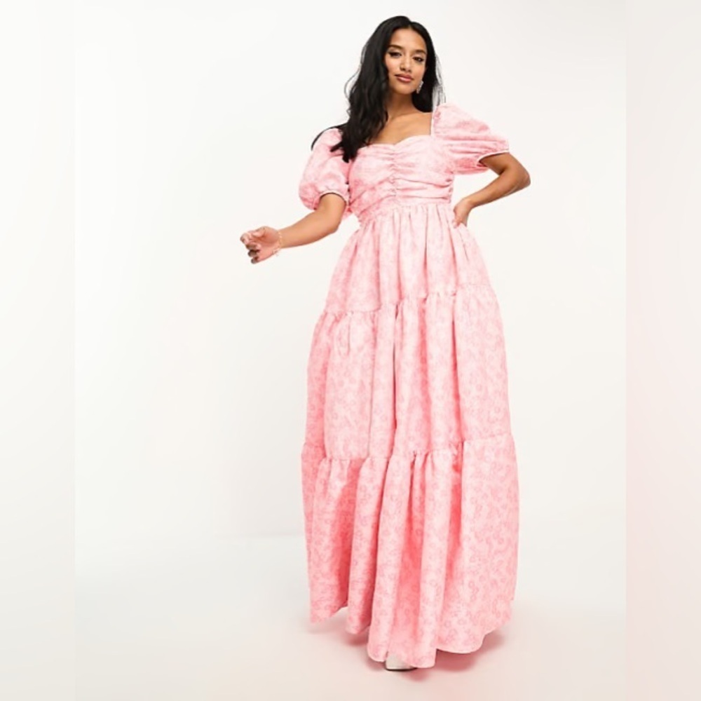 NWT ASOS Collective The Label Pink Floral Puff Sleeve Dress sz 6